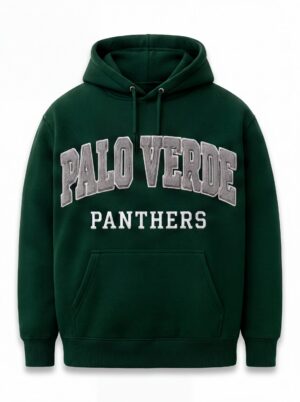 Palo Verde Panthers Minimalist Chenille Graphic Hoodie – Dark Green