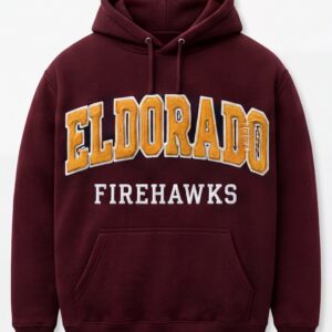 Eldorado Firehawks Retro Chenille Pullover Hoodie – Maroon