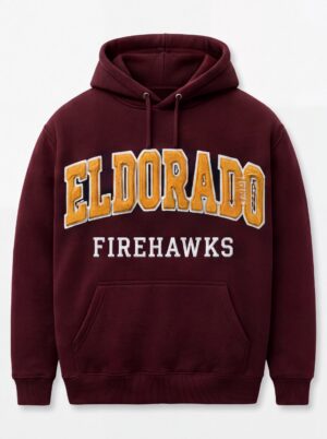 Eldorado Firehawks Retro Chenille Pullover Hoodie – Maroon