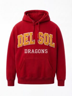 Del Sol Dragons Classic Collegiate Chenille Hoodie – Crimson Red