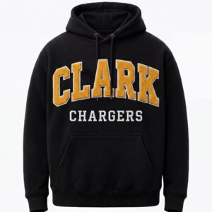 Clark Chargers Retro Varsity Heavyweight Hoodie – Solid Black