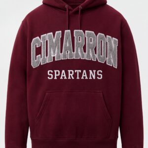 Cimarron Spartans Vintage Arch Embroidered Hoodie – Maroon