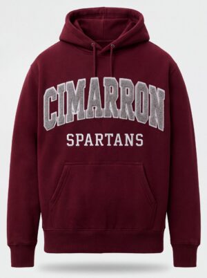Cimarron Spartans Vintage Arch Embroidered Hoodie – Maroon