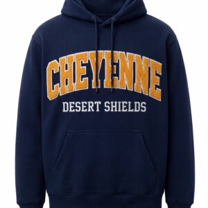 Cheyenne Desert Shields Retro Varsity Pullover Hoodie – Dark Navy
