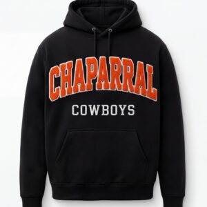 Chaparral Cowboys Heavyweight Chenille Patch Hoodie – Solid Black