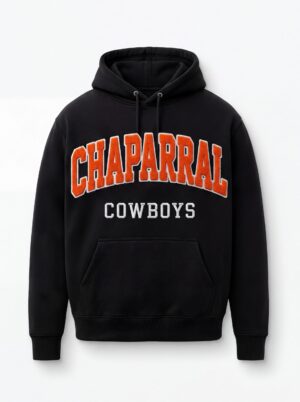 Chaparral Cowboys Heavyweight Chenille Patch Hoodie – Solid Black