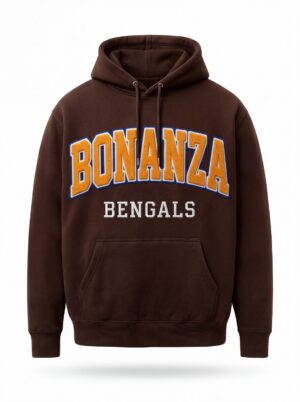 Bonanza Bengals Retro Varsity Chenille Hoodie – Chocolate Brown