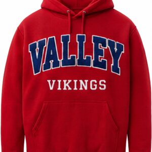Valley Vikings Heavyweight Chenille Patch Hoodie – Crimson Red