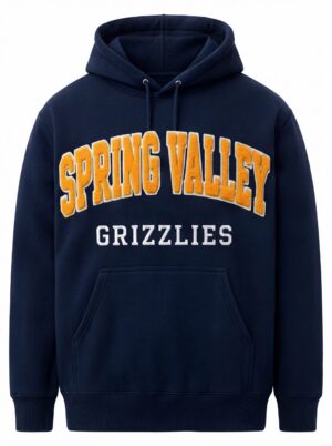 Spring Valley Grizzlies Retro Varsity Pullover Hoodie – Dark Navy
